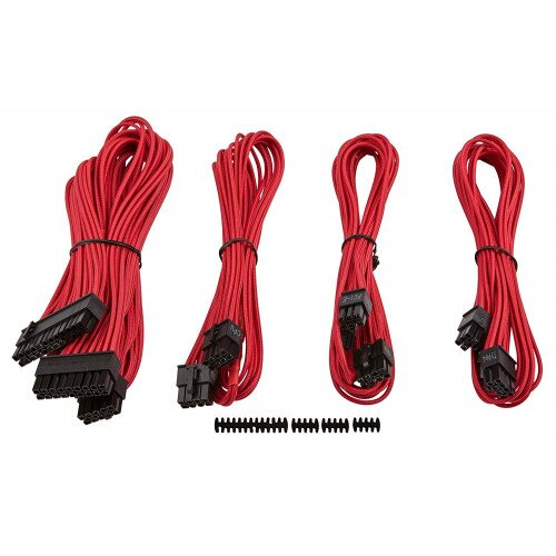 Corsair Premium Individually Sleeved PSU Cable Kit Starter Package, Type 4 (Generation 3) - Red