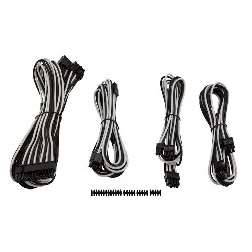 Corsair Premium Individually Sleeved PSU Cable Kit Starter Package, Type 4 (Generation 3) - White/Black