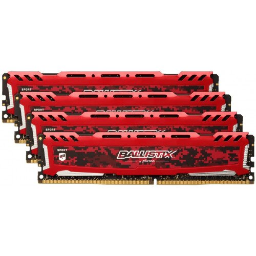 Crucial Ballistix Sport LT Red 64GB Kit (4 x 16GB) DDR4-2400 UDIMM Memory