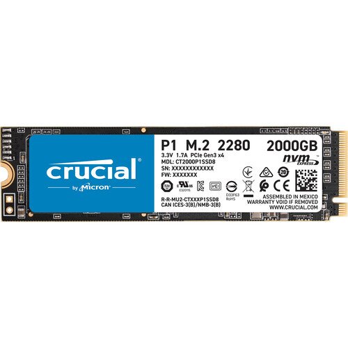 Crucial P1 3D NAND NVMe PCIe M.2 SSD - 2TB
