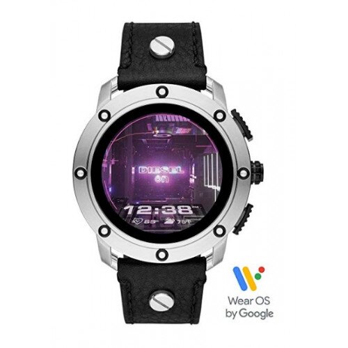 Diesel On Axial Smartwatch - Black Leather/Silver