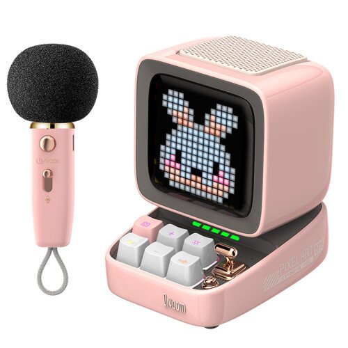 Divoom Ditoo-Mic Mini Karaoke Machine Pixel Art Bluetooth Speaker - Pink