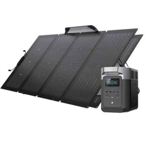 EcoFlow Delta 2 Solar Generator with 2 (PV220W) Bifacial Portable Solar Panel