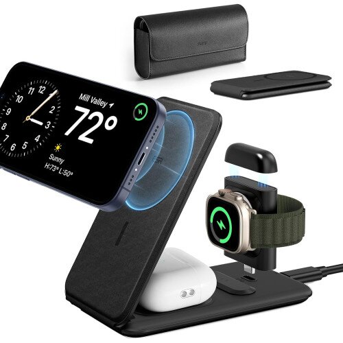 ESR HaloLock 3-in-1 Travel Wireless Charging Set - Black - US Plug