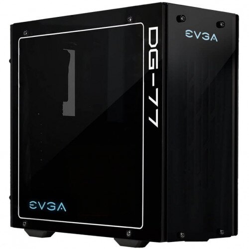 EVGA DG-77 Mid-Tower, 3 Sides of Tempered Glass, Vertical GPU Mount, RGB LED and Control Board, K-Boost, Gaming Case - Matte Black