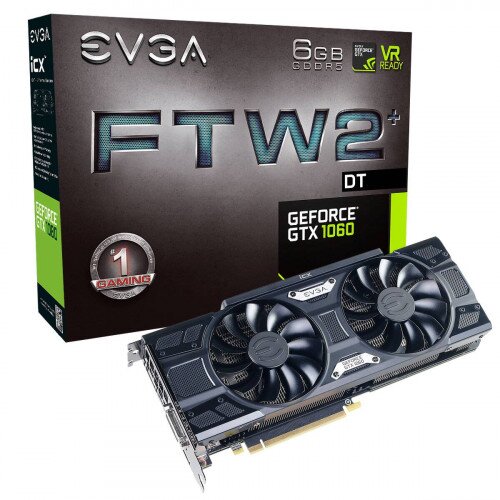 EVGA GeForce GTX 1060 FTW2 DT Gaming, 9GHz, 6GB GDDR5, iCX - 9 Thermal Sensors & LED G/P/M Graphics Card