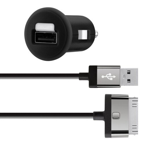 Belkin Car Charger + 30-Pin ChargeSync Cable (10 Watt/2.1 Amp) - Black