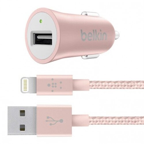 Belkin Universal Car Charger with Lightning Cable - Rose Gold