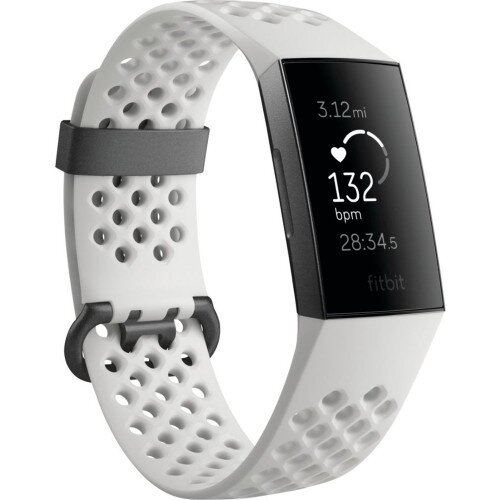 Fitbit Charge 3 Advanced Fitness Tracker - Special Edition - Frost White Sport / Graphite Aluminum
