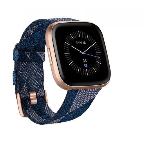 Fitbit Versa 2 Health and Fitness Smartwatch - Special Edition - Navy & Pink Woven / Copper Rose Aluminum