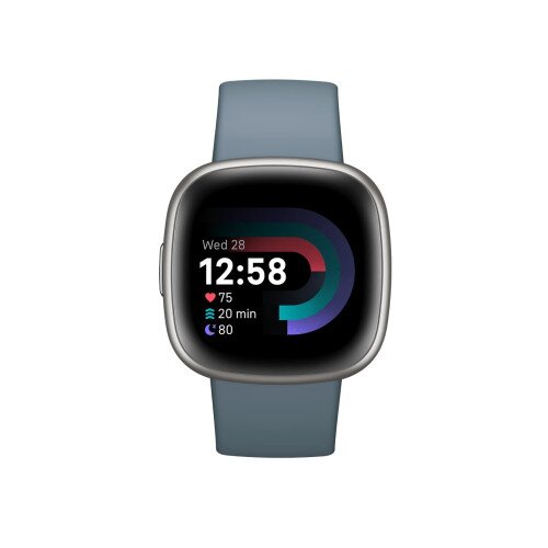 Fitbit Versa 4 Health & Fitness Smartwatch with Built-in GPS - Waterfall Blue / Platinum Aluminum