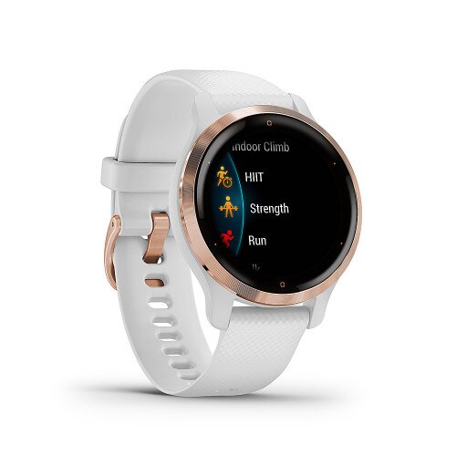 Garmin Venu 2S Fitness Smartwatch - Rose Gold Stainless Steel Bezel with White Case and Silicone Band - 40mm
