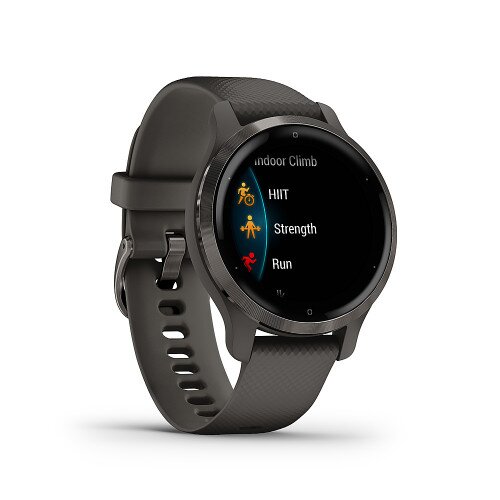 Garmin Venu 2S Fitness Smartwatch - Slate Stainless Steel Bezel with Graphite Case and Silicone Band - 40mm