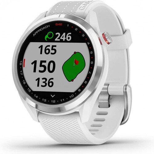 Garmin Approach S42 Golf Watch - Polished Silver with White Band