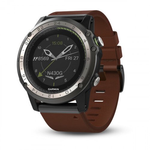 Garmin D2 Charlie Aviator Watch - Titanium Bezel with Leather and Silicone Bands