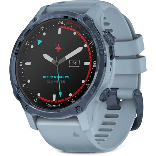 Garmin Descent Mk2S Dive GPS Smartwatch - Mineral Blue with Sea Foam Silicone Band - 43mm