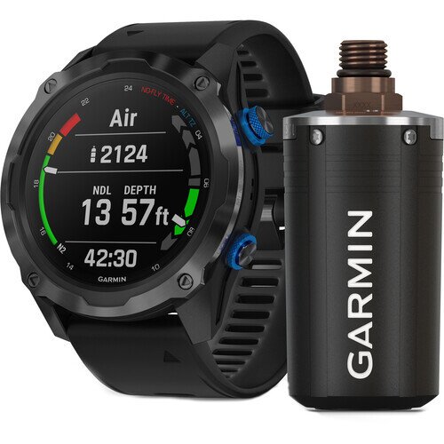 Garmin Descent Mk2i Dive GPS Smartwatch - Bundle, Titanium Carbon Gray DLC with Black Band (Includes Descent T1) - 52mm