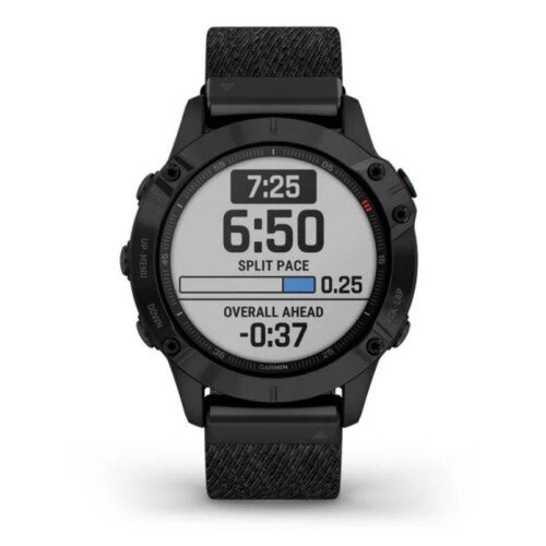 Garmin fenix 6 Pro Multi Sport Watch Sapphire Edition - Black DLC with Heathered Black Nylon Band - 47mm