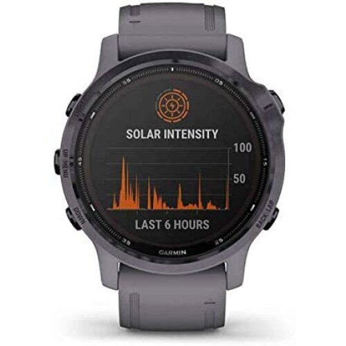 Garmin fenix 6S Pro Multi Sport Watch Solar Edition - Amethyst Steel with Shale Gray Band - 42mm