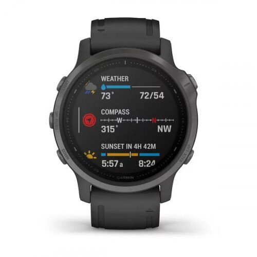 Garmin fenix 6S Multi Sport Watch Sapphire Edition - Carbon Gray DLC with Black Band - 42mm