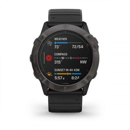 Garmin fenix 6X Pro Multi Sport Watch Solar Edition - Titanium Carbon Gray DLC with Black Band - 51mm