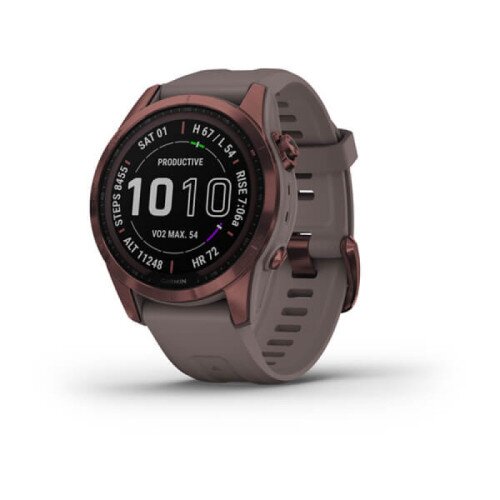 Garmin fenix 7S Multisport GPS Smartwatch - Sapphire Solar Edition - Dark Bronze Titanium with Shale Gray Band - 42mm