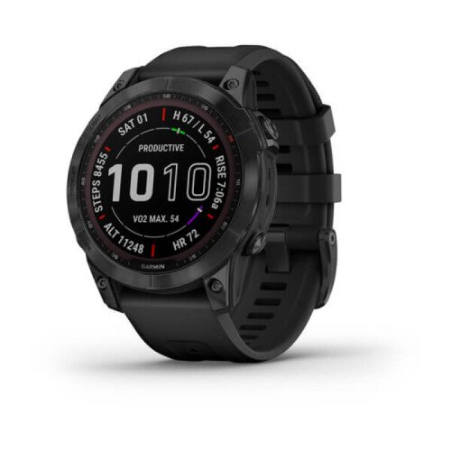 Garmin fenix 7 Multisport GPS Smartwatch - Sapphire Solar Edition - Black DLC Titanium with Black Band - 47mm
