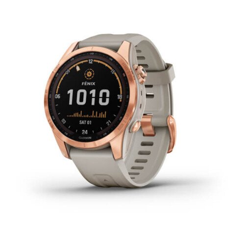 Garmin fenix 7S Multisport GPS Smartwatch - Solar Edition - Rose Gold with Light Sand Band - 42mm