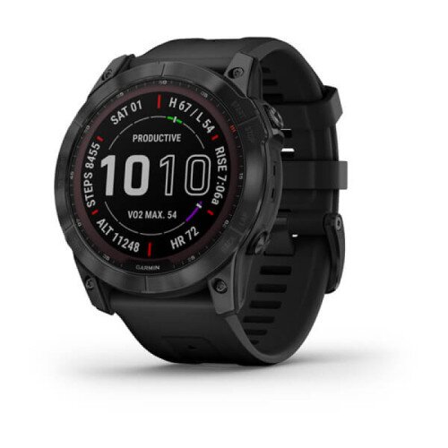 Garmin fenix 7X Multisport GPS Smartwatch - Sapphire Solar Edition - Black DLC Titanium with Black Band - 51mm