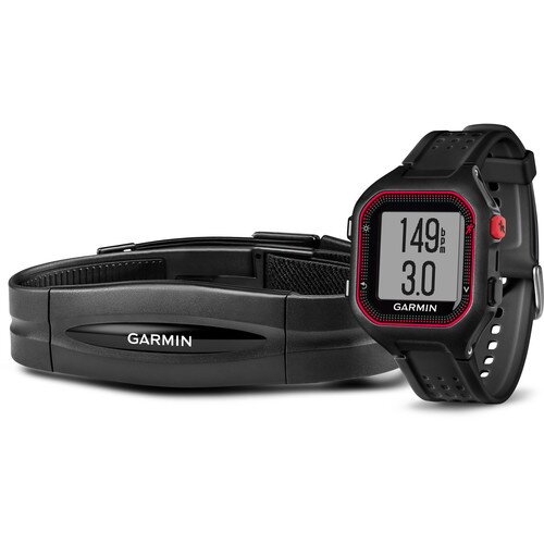 Garmin Forerunner 25 Bundle (Includes Heart Rate Monitor) - Black/Red