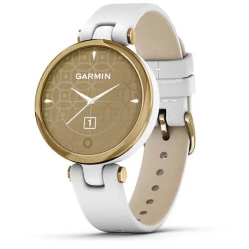 Garmin Lily GPS Smartwatch - Classic Edition - Light Gold Bezel with White Case and Italian Leather Band