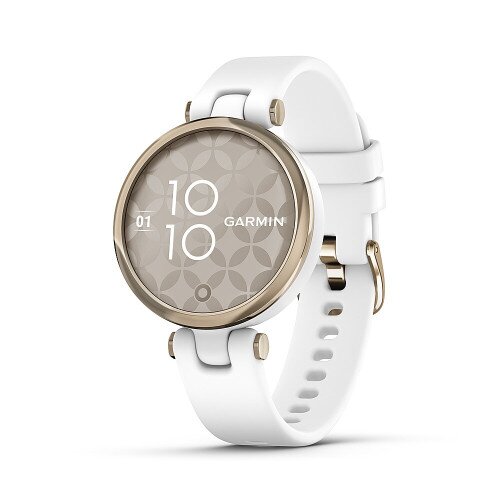 Garmin Lily GPS Smartwatch - Sport Edition - Cream Gold Bezel with White Case and Silicone Band