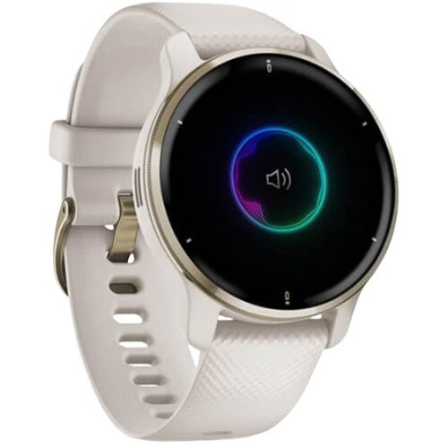 Garmin Venu 2 Plus Fitness Smartwatch - Cream Gold Stainless Steel Bezel with Ivory Case and Silicone Band - 43mm