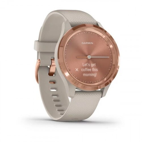 Garmin vivomove 3S Hyprid Smart Watch - Rose Gold Stainless Steel Bezel with Light Sand Case and Silicone Band - 39mm