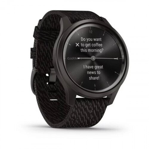 Garmin vivomove Style Hyprid Smart Watch - Graphite Aluminum Case with Black Pepper Woven Nylon Band - 42mm