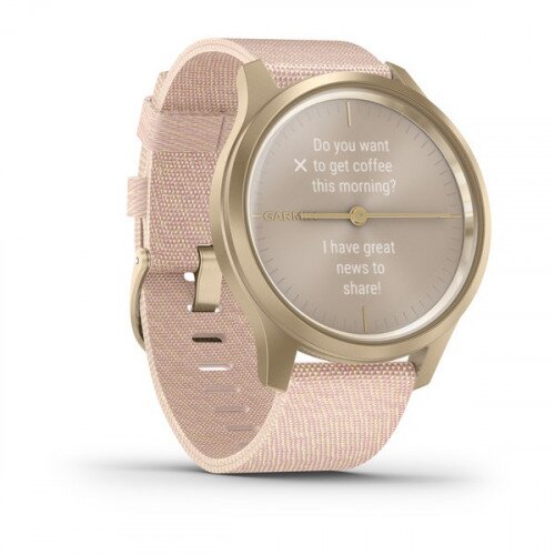 Garmin vivomove Style Hyprid Smart Watch - Light Gold Aluminum Case with Blush Pink Woven Nylon Band - 42mm