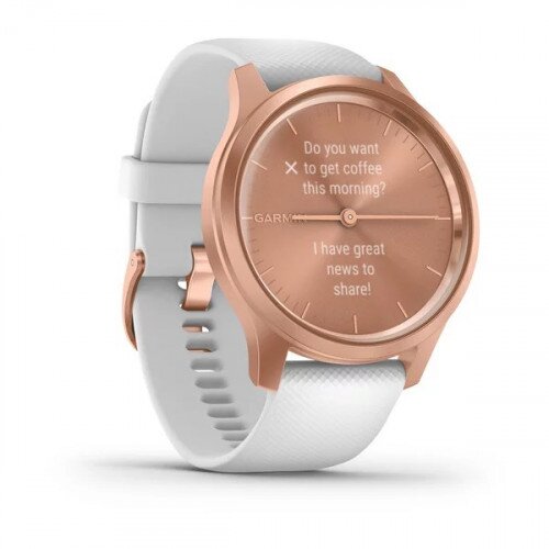 Garmin vivomove Style Hyprid Smart Watch - Rose Gold Aluminum Case with White Silicone Band - 42mm