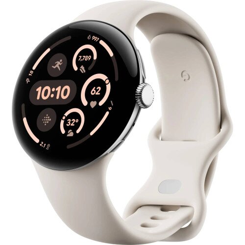 Google Pixel Watch 3 - Polished Silver Aluminum Case / Porcelain Active Band - 45mm