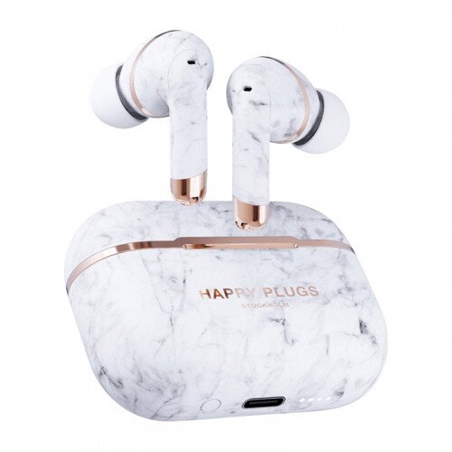 Happy Plugs AIR 1 ANC True Wireless Headphones - White Marble