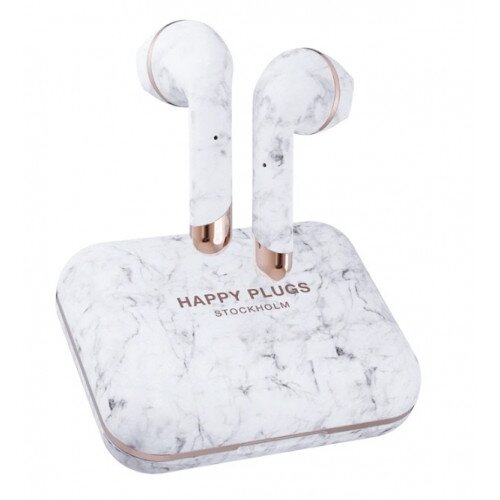 Happy Plugs Air 1 Plus True Wireless Headphones - Earbud - White Marble