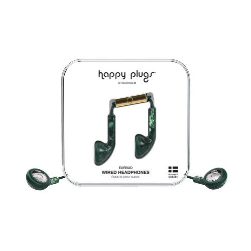 Happy Plugs Earbud Wired Headphones - Green Marble