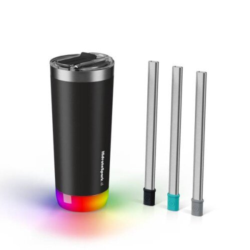 Hidrate Spark PRO Bluetooth Smart Water Bottle - 20oz Smart Tumbler - Press-In Lid & 3 Straws - Black