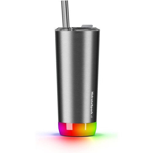 Hidrate Spark PRO Bluetooth Smart Water Bottle - 20oz Smart Tumbler - Press-In Lid & Straw - Brushed
