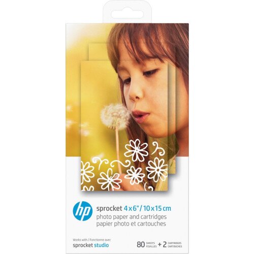 HP Sprocket 4 x 6 in (10 x 15 cm) Photo Paper and Cartridges-80 Sheets