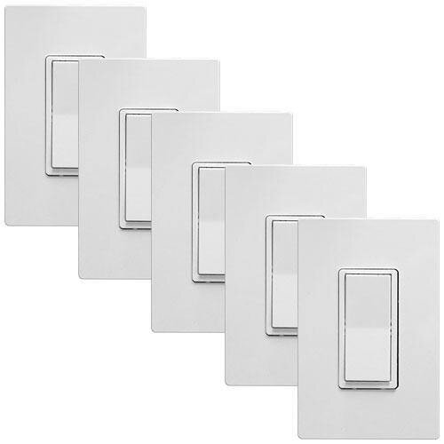 HomeSeer HS-WA100+ Wired 3-Way Companion Switch for HomeSeer Dimmers & Switches - 5 Pack