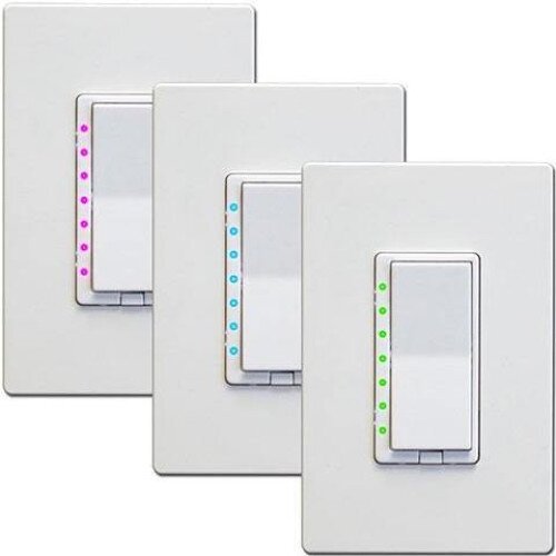 HomeSeer HS-WX300 Z-Wave Plus Scene-Capable RGB Smart Dimmer & Switch, Works with Alexa - 3 Pack