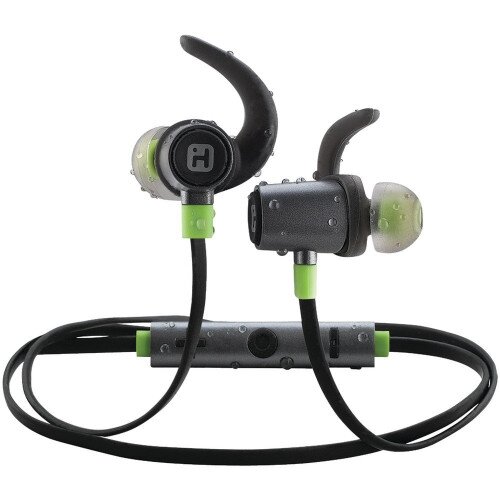 iHome iB73 Bluetooth 4.0 Wireless Water-resistant Sport Earphones with Mic, Remote and Sport Clips - Green