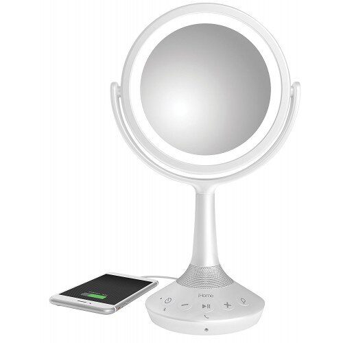 iHome iCVBT5 6" Double-Sided Vanity Mirror with Bluetooth Audio - White