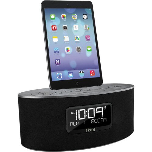iHome iDL46 Dual Charging Stereo FM Clock Radio - Gunmetal