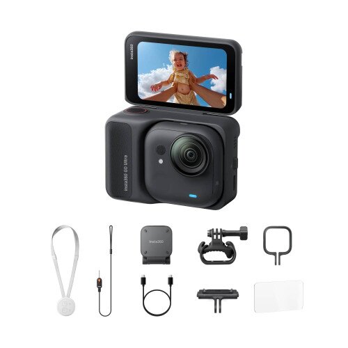 Insta360 GO Ultra Tiny Hands-Free 4K Pocket Action Camera - No MicroSD Card - Cycling Bundle - Midnight Black